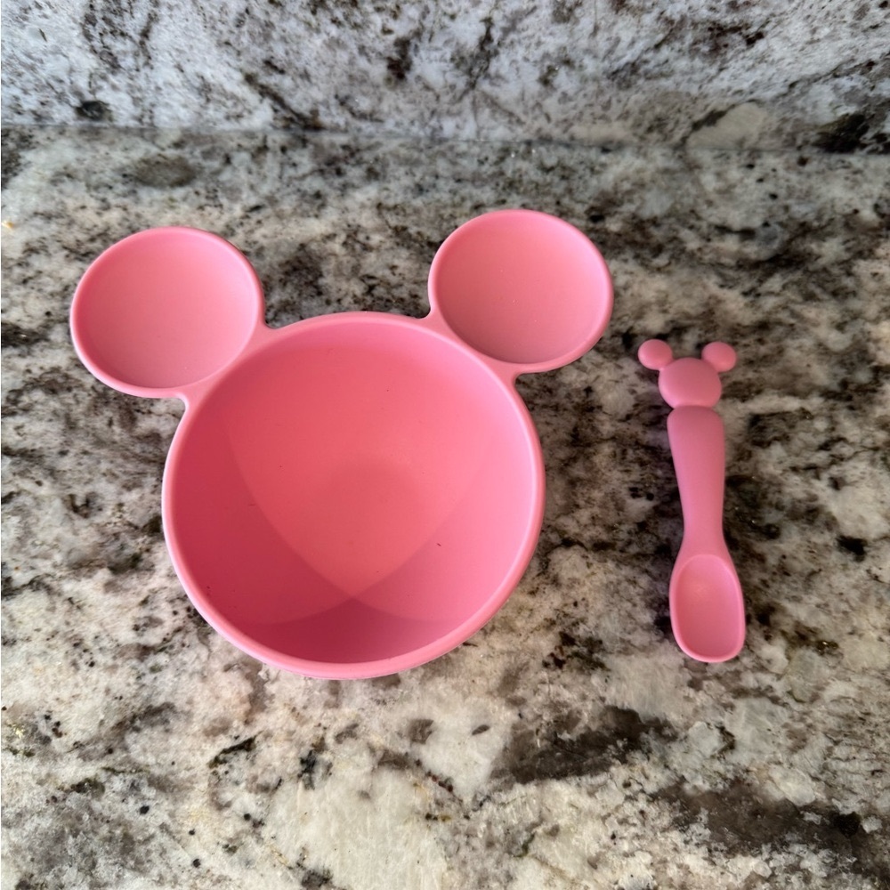 Bumpkins Disney Pink Silicone Bowl and Spoon Set